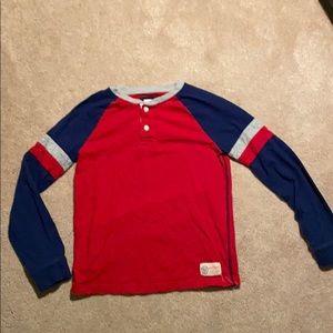 Boys GAP Large long sleeve Henley red blue gray